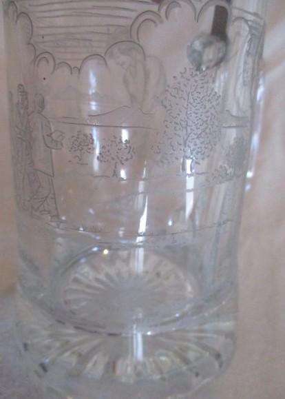 For the golfer - vintage Domex, Germany etched glass stein with pewter lid - golfing scene