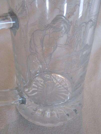 For the golfer - vintage Domex, Germany etched glass stein with pewter lid - golfing scene
