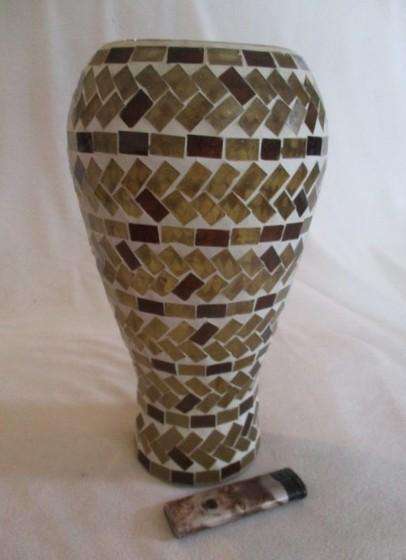 Large mosaic glass vase/candle holder