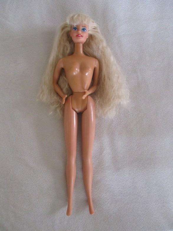 Beautiful Mattel Barbie with crimped hair in lingerie plus gown and PJ - knees bend