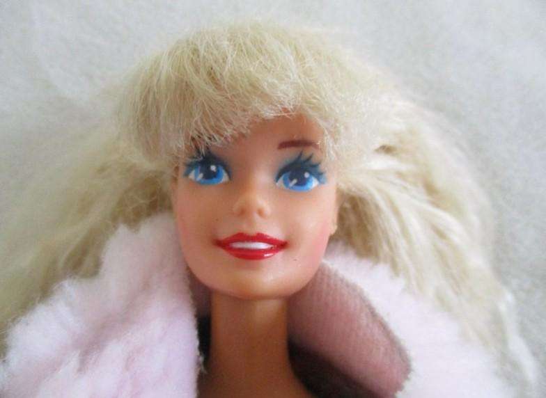 Beautiful Mattel Barbie with crimped hair in lingerie plus gown and PJ - knees bend