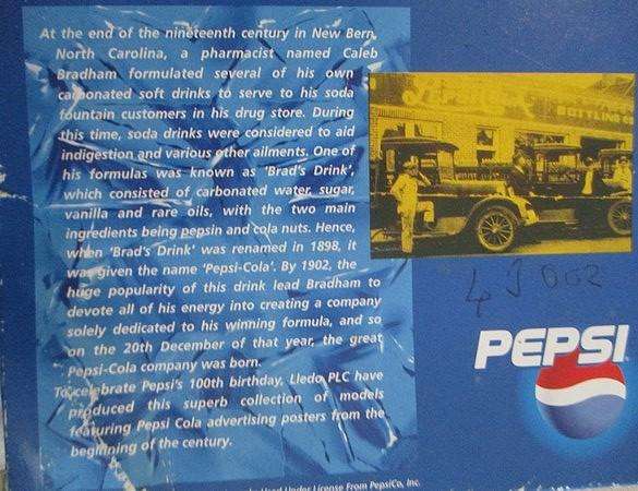 Pepsi diecast on card made in England by Lledo to celebrate Pepsi-Cola's 100th anniversary