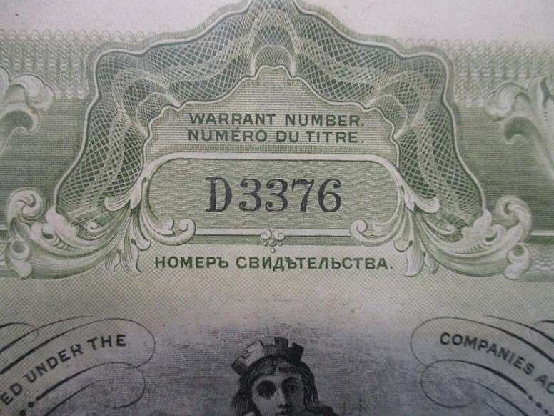 Interesting find!  1915 original, uncancelled share certificate - The Russian Tobacco Company