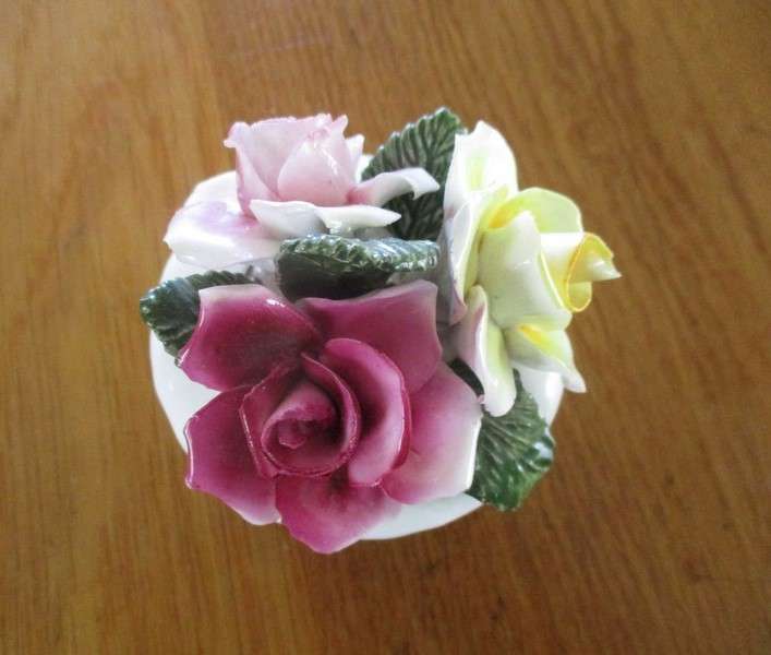 Dainty English fine bone china - Denton candle stick and Thorley posy