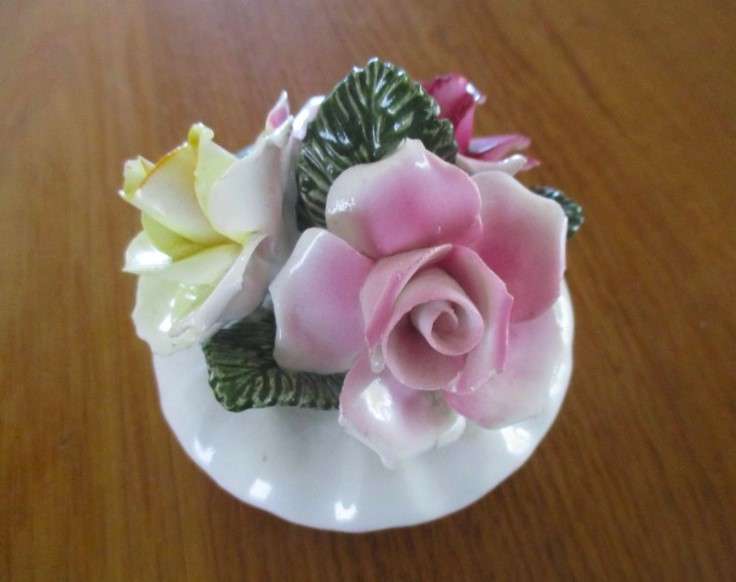 Dainty English fine bone china - Denton candle stick and Thorley posy