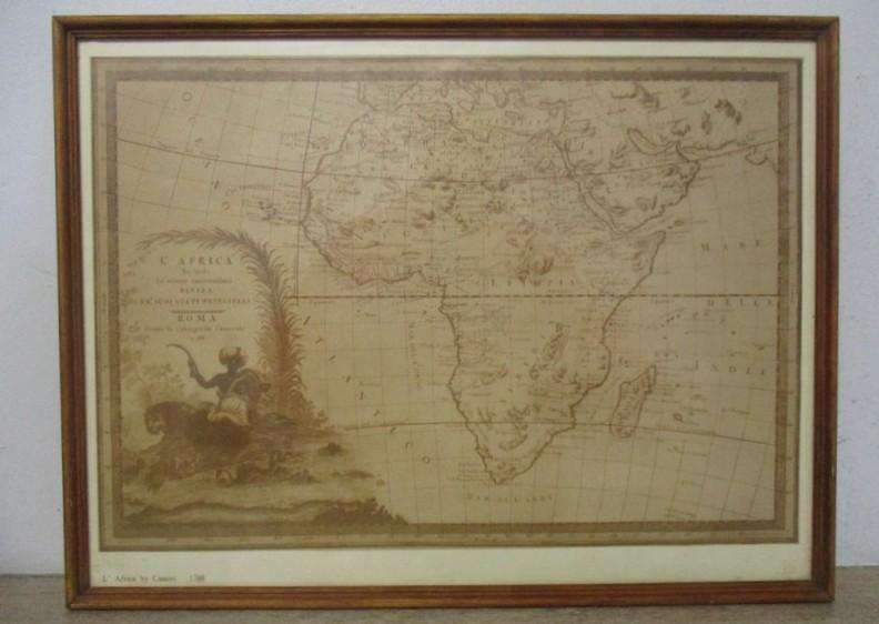 Framed vintage map after original 1788 Cassini map - L'Africa