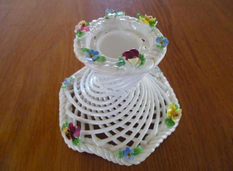 Dainty English fine bone china - Denton candle stick and Thorley posy