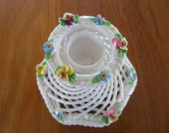 Dainty English fine bone china - Denton candle stick and Thorley posy