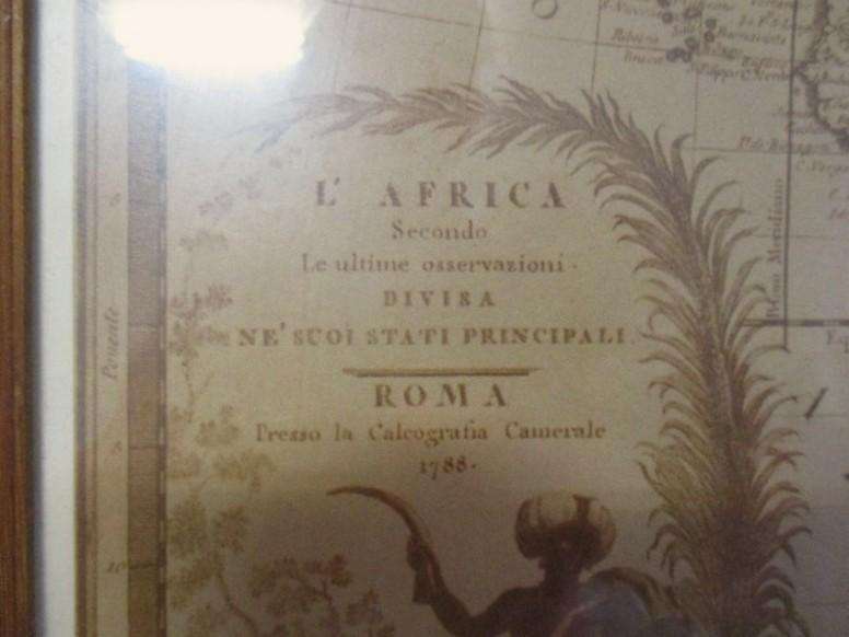 Framed vintage map after original 1788 Cassini map - L'Africa
