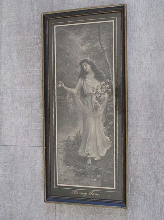 1. Antique Victorian Lemaitre picture framed in glass - Floating Roses - nostalgia personified!