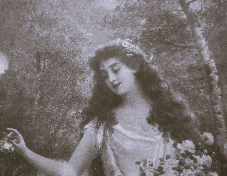 1. Antique Victorian Lemaitre picture framed in glass - Floating Roses - nostalgia personified!