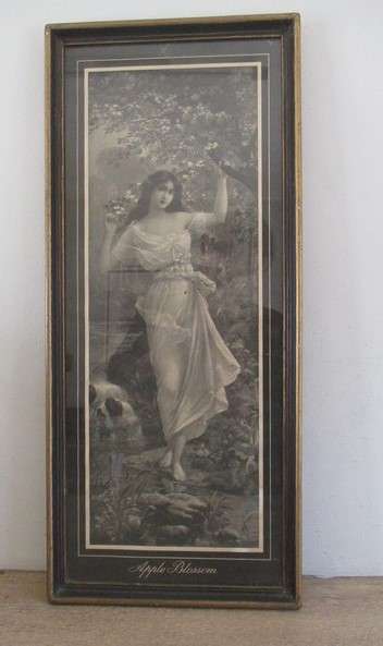 2. Antique Victorian Lemaitre picture framed in glass - Apple Blossom - nostalgia personified!