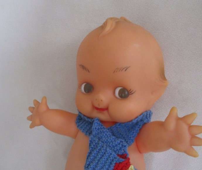 Rather rare vintage brown-eyed  Kewpie - 31cm tall with circle marking on back