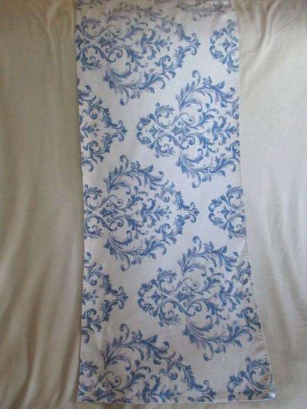 A lovely quality blue and white runner with interesting design