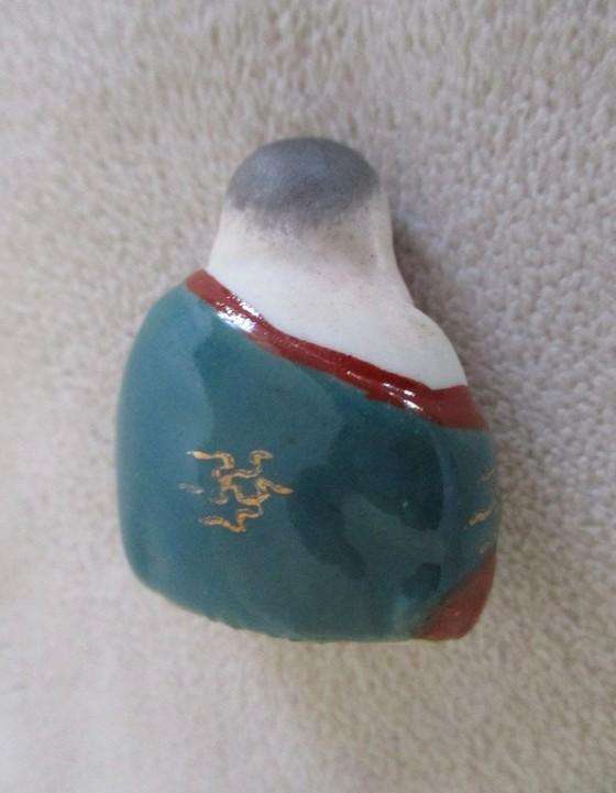 A batch of five small vintage bone/tusk, metal and ceramic Chinese collectables