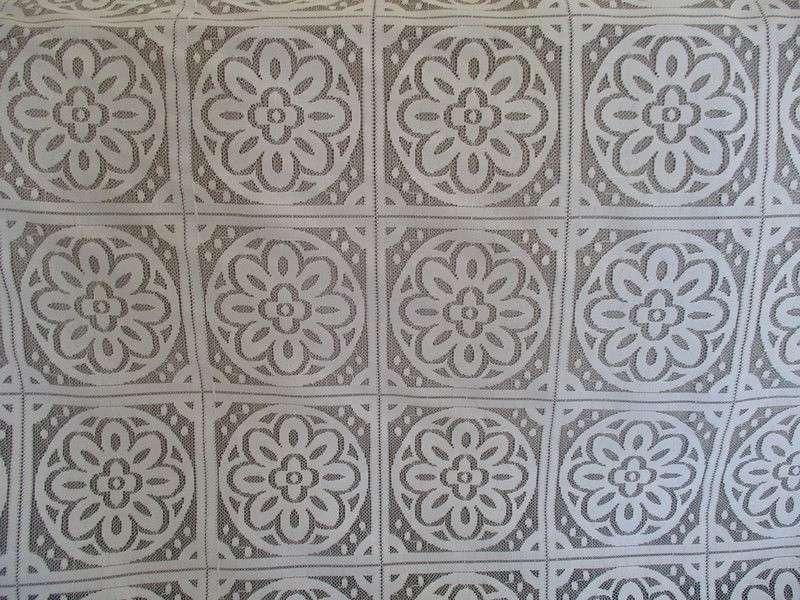 Beautiful large lace table cloth with crocheted border - 189cm x 182cm