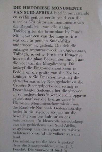 Die Historiese Monumente van Suid Afrika deur J.J. Oberholster - groot hardeband met stofomslag