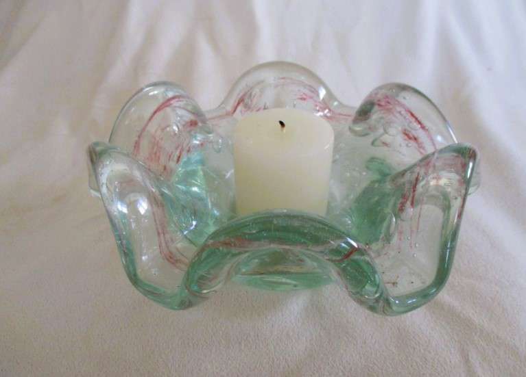 Vintage hand blown  Murano Art Glass votive candle holder