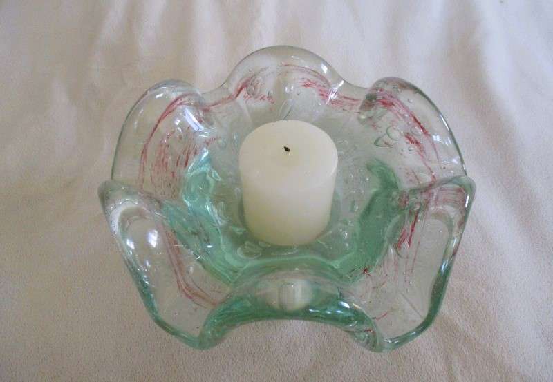Vintage hand blown  Murano Art Glass votive candle holder
