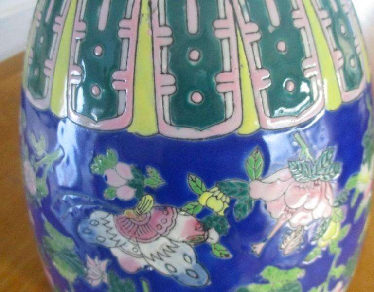 Huge, heavy Chinese Famille Verte jar with stunning butterfly and floral design - great condition
