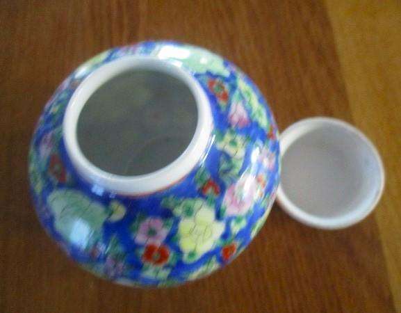 Two small exquisite vintage Chinese Famille Verte lidded ginger jars