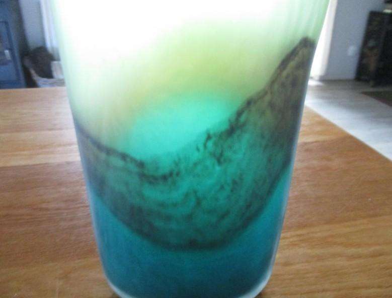 Awesome tall Art Glass vase with oceanic hues