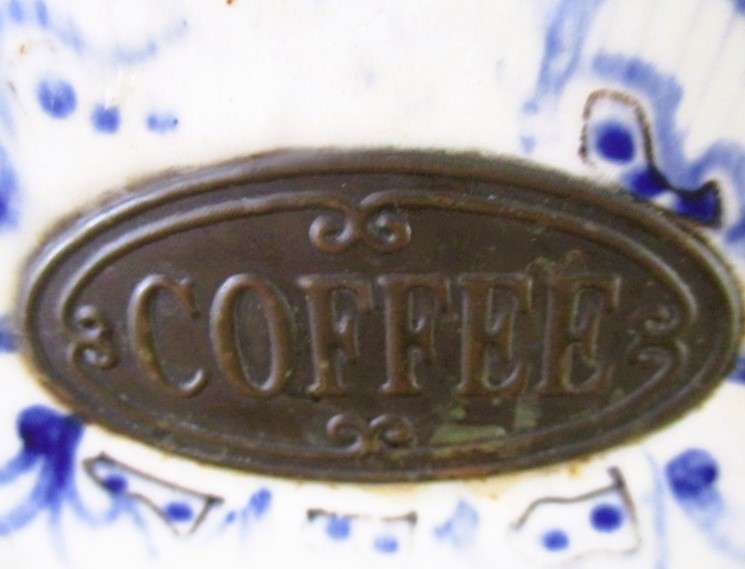 A large old vintage hand painted coffee jar made in India