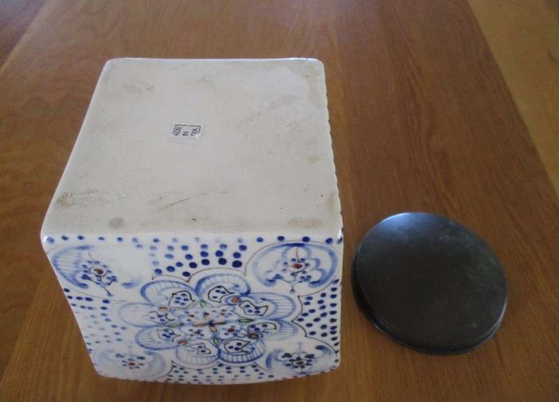 A large old vintage hand painted coffee jar made in India