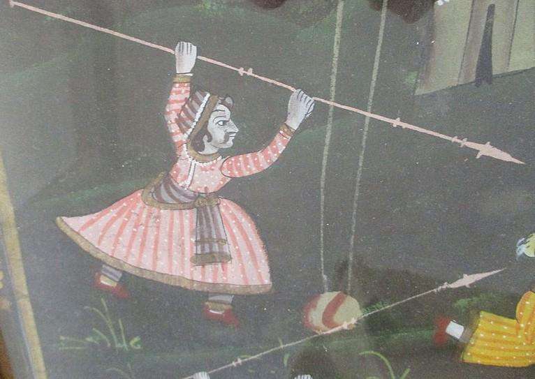 Large vintage/antique Indo-Persian Mughal painting - Maharajah Tiger Hunt (ignore reflections)