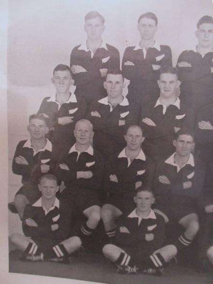 Vintage photo print of the 1949 "All Blacks" Rugby Touring Team presented by "Springbok" cigarettes