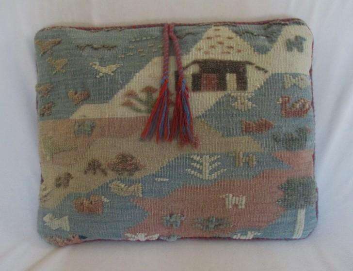 Unusual hand woven Middle Eastern cushion with raised design - great condition