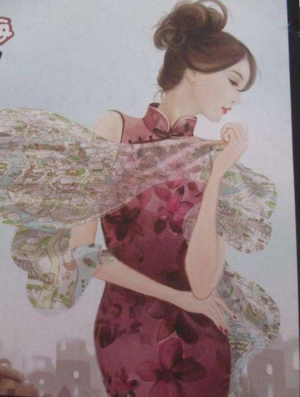 A delicate hand printed Shanghai silk scarf - unused in original tin - great gift