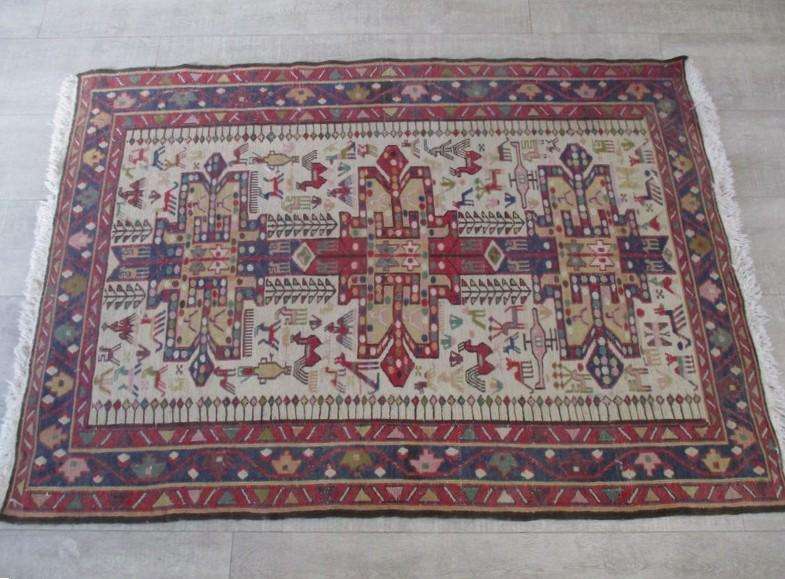 Vintage hand knotted Middle Eastern tribal Soumak/Sumak rug - 1500mm x 1020mm - AWESOME!
