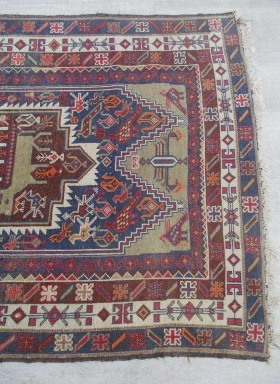 Large antique Nomadic Caucasian Kazak/Lenkoran hand knotted rug - 202cmx111cm (2020mm x 1110mm)