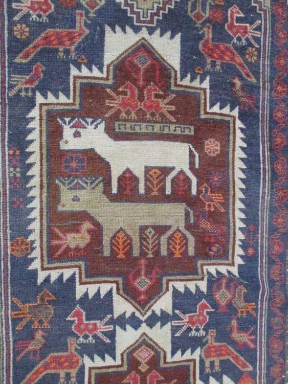 Large antique Nomadic Caucasian Kazak/Lenkoran hand knotted rug - 202cmx111cm (2020mm x 1110mm)