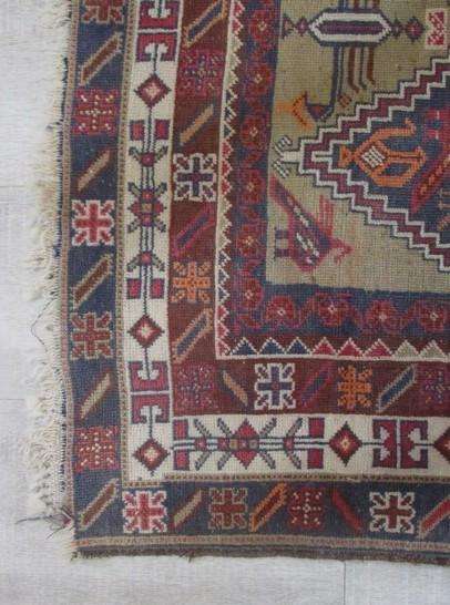 Large antique Nomadic Caucasian Kazak/Lenkoran hand knotted rug - 202cmx111cm (2020mm x 1110mm)