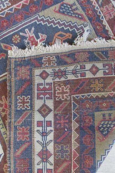 Large antique Nomadic Caucasian Kazak/Lenkoran hand knotted rug - 202cmx111cm (2020mm x 1110mm)
