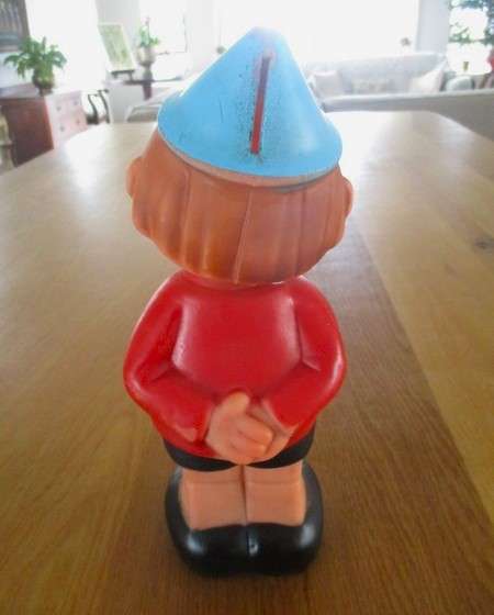 Adorable vintage firm rubber Pinocchio savings bank