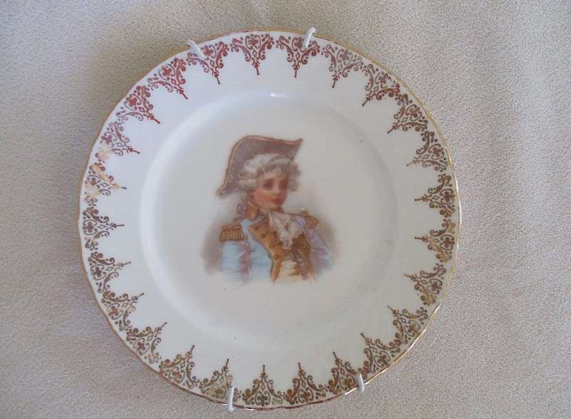 1. Two vintage porcelain display plates of two Victorian young ladies - with hangers