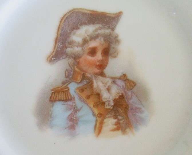 1. Two vintage porcelain display plates of two Victorian young ladies - with hangers