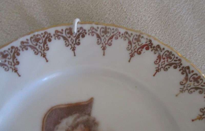 1. Two vintage porcelain display plates of two Victorian young ladies - with hangers