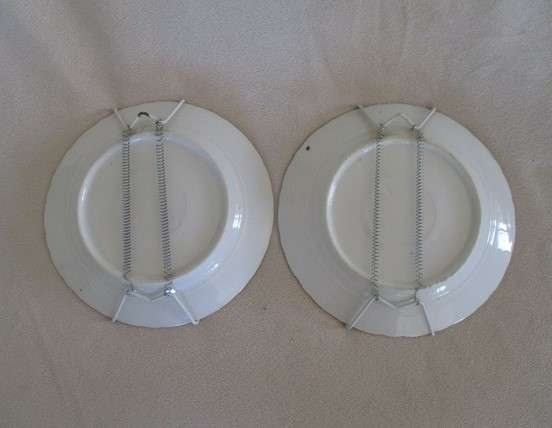 1. Two vintage porcelain display plates of two Victorian young ladies - with hangers