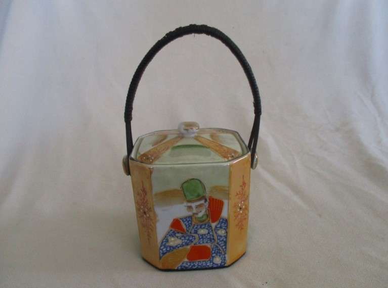 Vintage Japanese porcelain biscuit barrel
