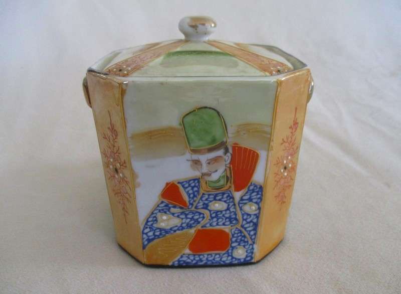 Vintage Japanese porcelain biscuit barrel