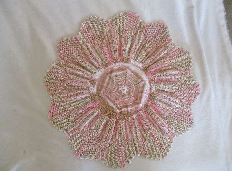 lovely hand crocheted cloth in pretty pastel colours