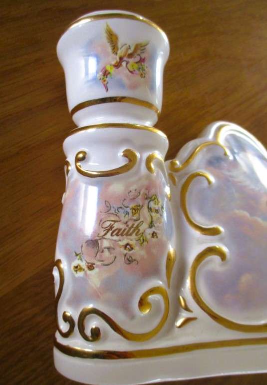 Limited edition porcelain "Circle of Light" Angel candlestick - First issue - "Faith" - signed