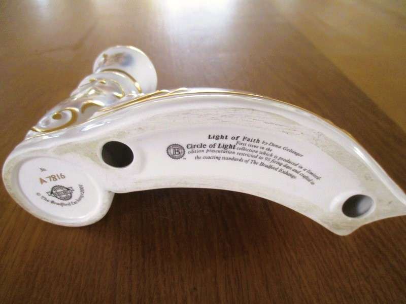Limited edition porcelain "Circle of Light" Angel candlestick - First issue - "Faith" - signed