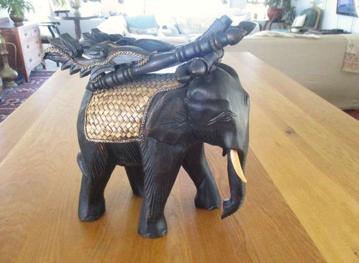 Not your average elephant - Very large, beautifully carved and ornate wooden Indian Elephant