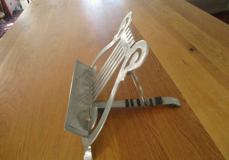 Unusual and decorative harp/lyre shaped book stand - sturdy and adjustable