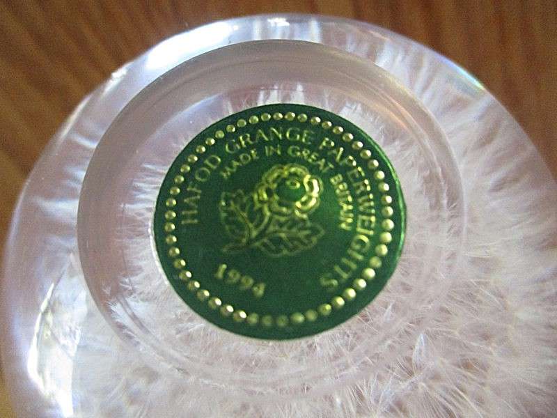 Award winning  Hafod Grange, Wales  handcrafted Dandlion "clock" paperweight - real Dandelion